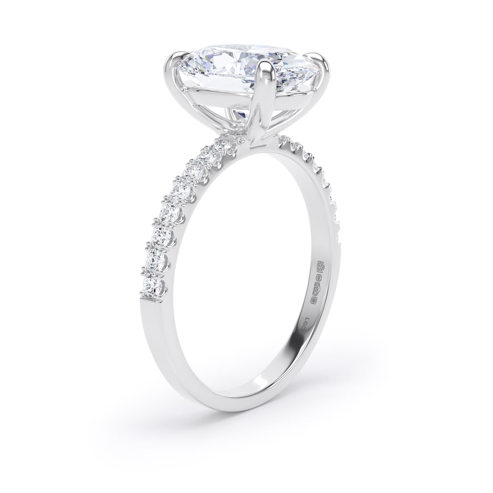 Goldsmiths Platinum 2.70cttw Oval Lab Grown Diamond Set Shoulder Solitaire Engagement Ring Goldsmiths Platinum 2.70cttw Oval Lab Grown Diamond Set Shoulder Solitaire Engagement Ring