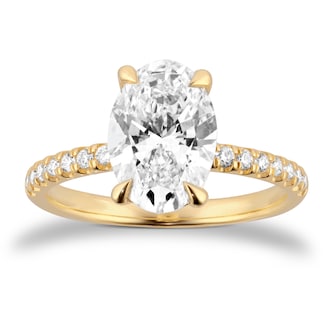 Goldsmiths 18ct Yellow Gold 2.70cttw Oval Lab Grown Diamond Set Shoulder Solitaire Engagement Ring Goldsmiths 18ct Yellow Gold 2.70cttw Oval Lab Grown Diamond Set Shoulder Solitaire Engagement Ring