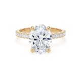 Goldsmiths 18ct Yellow Gold 2.70cttw Oval Lab Grown Diamond Set Shoulder Solitaire Engagement Ring - Ring Size P