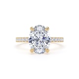 Goldsmiths 18ct Yellow Gold 2.70cttw Oval Lab Grown Diamond Set Shoulder Solitaire Engagement Ring - Ring Size P