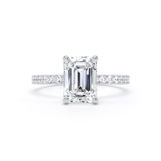 Goldsmiths Platinum 2.20cttw Emerald Cut Lab Grown Diamond Set Shoulder Solitaire Engagement Ring Goldsmiths Platinum 2.20cttw Emerald Cut Lab Grown Diamond Set Shoulder Solitaire Engagement Ring