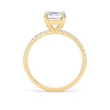 Goldsmiths 18ct Yellow Gold 2.20cttw Emerald Cut Lab Grown Diamond Set Shoulder Solitaire Engagement Ring
