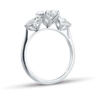 Goldsmiths Platinum 2.00cttw Oval and Pear Cut Lab Grown Diamond  3 Stone Engagement Ring