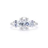 Goldsmiths Platinum 2.00cttw Oval and Pear Cut Lab Grown Diamond  3 Stone Engagement Ring
