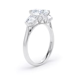 Goldsmiths Platinum 2.00cttw Oval and Pear Cut Lab Grown Diamond  3 Stone Engagement Ring