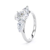 Goldsmiths Platinum 2.00cttw Oval and Pear Cut Lab Grown Diamond  3 Stone Engagement Ring