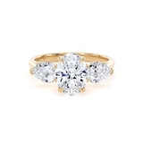 Goldsmiths 18ct Yellow Gold 2.00cttw Oval and Pear Cut Lab Grown Diamond  3 Stone Engagement Ring - Ring Size M
