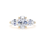 Goldsmiths 18ct Yellow Gold 2.00cttw Oval and Pear Cut Lab Grown Diamond  3 Stone Engagement Ring - Ring Size M