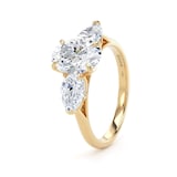 Goldsmiths 18ct Yellow Gold 2.00cttw Oval and Pear Cut Lab Grown Diamond  3 Stone Engagement Ring - Ring Size M