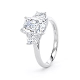 Goldsmiths Platinum 2.70cttw Radiant and Trapezoid Cut Lab Grown Diamond 3 Stone Engagement Ring