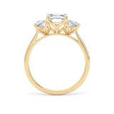 Goldsmiths 18ct Yellow Gold 2.70cttw Radiant and Trapezoid Cut Lab Grown Diamond 3 Stone Engagement Ring