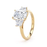 Goldsmiths 18ct Yellow Gold 2.70cttw Radiant and Trapezoid Cut Lab Grown Diamond 3 Stone Engagement Ring