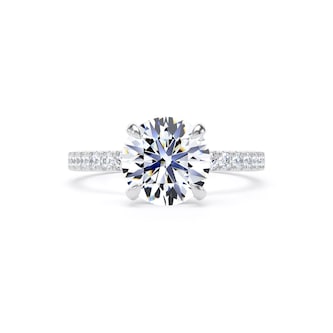Goldsmiths Platinum 2.20cttw Round Lab Grown Diamond Set Shoulder Solitaire Engagement Ring