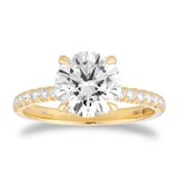 Goldsmiths 18ct Yellow Gold 2.20cttw Round Lab Grown Diamond Set Shoulder Solitaire Engagement Ring