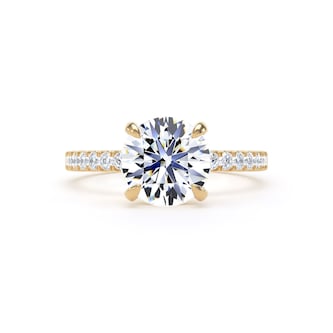 Goldsmiths 18ct Yellow Gold 2.20cttw Round Lab Grown Diamond Set Shoulder Solitaire Engagement Ring