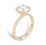 Goldsmiths 18ct Yellow Gold 2.20cttw Round Lab Grown Diamond Set Shoulder Solitaire Engagement Ring