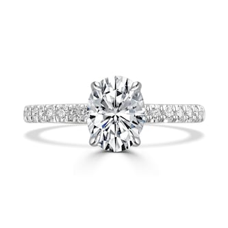 Goldsmiths Platinum 1.70cttw Oval Lab Grown Diamond Set Shoulder Solitaire Engagement Ring