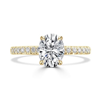 Goldsmiths 18ct Yellow Gold 1.70cttw Oval Lab Grown Diamond Set Shoulder Solitaire Engagement Ring