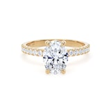 Goldsmiths 18ct Yellow Gold 1.70cttw Oval Lab Grown Diamond Set Shoulder Solitaire Engagement Ring
