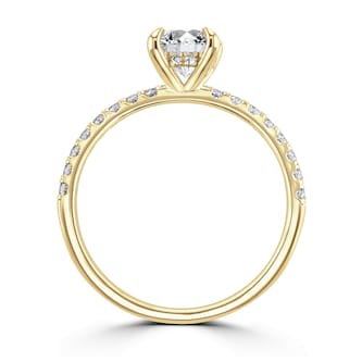 Goldsmiths 18ct Yellow Gold 1.70cttw Oval Lab Grown Diamond Set Shoulder Solitaire Engagement Ring