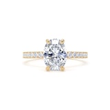 Goldsmiths 18ct Yellow Gold 1.70cttw Oval Lab Grown Diamond Set Shoulder Solitaire Engagement Ring