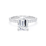 Goldsmiths Platinum 2.70cttw Emerald Cut Lab Grown Diamond Set Shoulder Solitaire Engagement Ring - Ring Size O