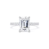 Goldsmiths Platinum 2.70cttw Emerald Cut Lab Grown Diamond Set Shoulder Solitaire Engagement Ring - Ring Size O