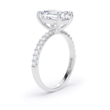 Goldsmiths Platinum 2.70cttw Emerald Cut Lab Grown Diamond Set Shoulder Solitaire Engagement Ring - Ring Size O