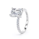 Goldsmiths Platinum 2.70cttw Emerald Cut Lab Grown Diamond Set Shoulder Solitaire Engagement Ring - Ring Size O