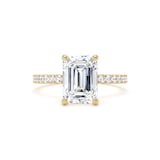 Goldsmiths 18ct Yellow Gold 2.70cttw Emerald Cut Lab Grown Diamond Set Shoulder Solitaire Engagement Ring