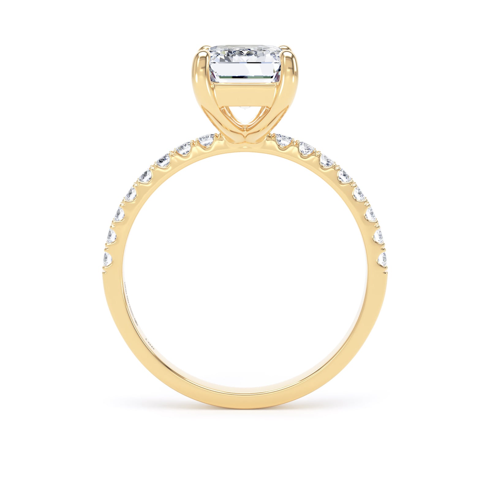 Goldsmiths 18ct Yellow Gold 2.70cttw Emerald Cut Lab Grown Diamond Set Shoulder Solitaire Engagement Ring Goldsmiths 18ct Yellow Gold 2.70cttw Emerald Cut Lab Grown Diamond Set Shoulder Solitaire Engagement Ring