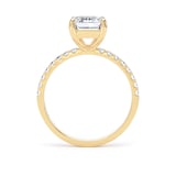 Goldsmiths 18ct Yellow Gold 2.70cttw Emerald Cut Lab Grown Diamond Set Shoulder Solitaire Engagement Ring