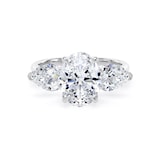 Goldsmiths Platinum 2.66cttw Oval and Pear Cut Lab Grown Diamond 3 Stone Engagement Ring