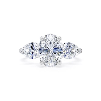 Goldsmiths Platinum 2.66cttw Oval and Pear Cut Lab Grown Diamond 3 Stone Engagement Ring Goldsmiths Platinum 2.66cttw Oval and Pear Cut Lab Grown Diamond 3 Stone Engagement Ring