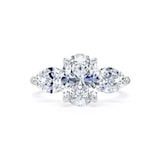 Goldsmiths Platinum 2.66cttw Oval and Pear Cut Lab Grown Diamond 3 Stone Engagement Ring