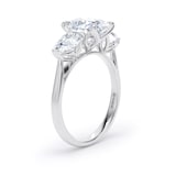 Goldsmiths Platinum 2.66cttw Oval and Pear Cut Lab Grown Diamond 3 Stone Engagement Ring