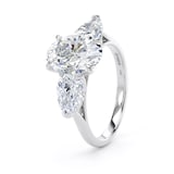 Goldsmiths Platinum 2.66cttw Oval and Pear Cut Lab Grown Diamond 3 Stone Engagement Ring