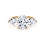 Goldsmiths 18ct Yellow Gold 2.66cttw Oval and Pear Cut Lab Grown Diamond 3 Stone Engagement Ring
