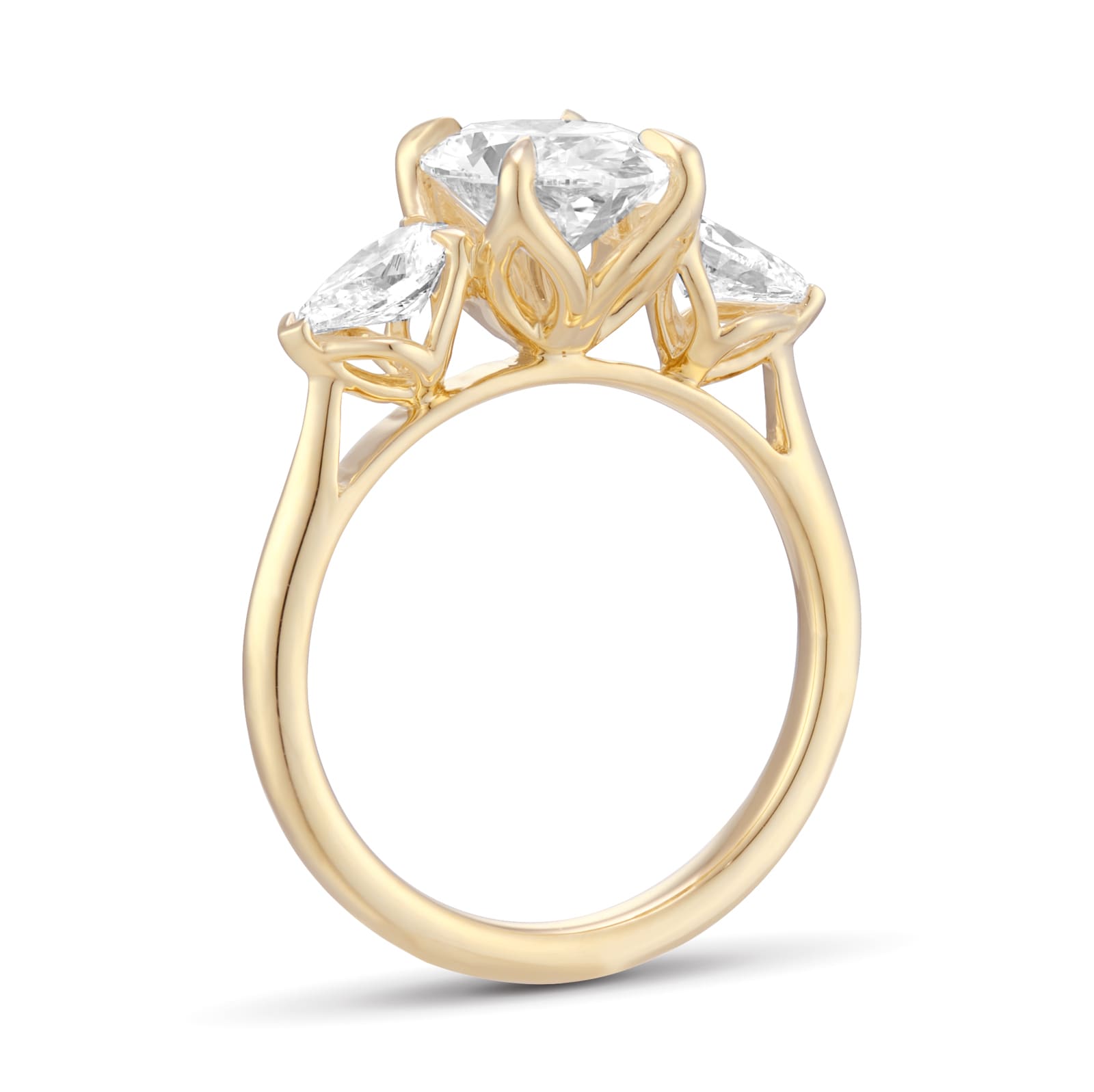 Goldsmiths 18ct Yellow Gold 2.66cttw Oval and Pear Cut Lab Grown Diamond 3 Stone Engagement Ring Goldsmiths 18ct Yellow Gold 2.66cttw Oval and Pear Cut Lab Grown Diamond 3 Stone Engagement Ring