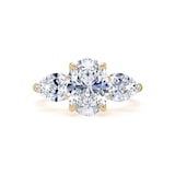 Goldsmiths 18ct Yellow Gold 2.66cttw Oval and Pear Cut Lab Grown Diamond 3 Stone Engagement Ring