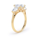 Goldsmiths 18ct Yellow Gold 2.66cttw Oval and Pear Cut Lab Grown Diamond 3 Stone Engagement Ring