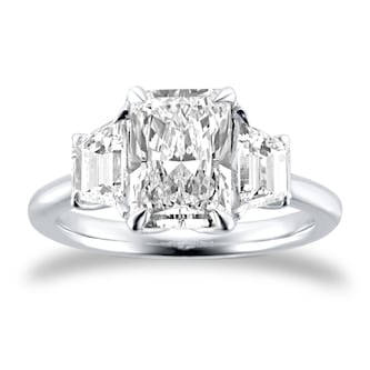 Goldsmiths Platinum 2.16cttw Radiant and Trapezoid Cut Lab Grown Diamond 3 Stone Engagement Ring Goldsmiths Platinum 2.16cttw Radiant and Trapezoid Cut Lab Grown Diamond 3 Stone Engagement Ring