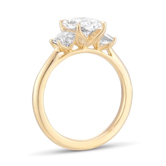 Goldsmiths 18ct Yellow Gold 2.16cttw Radiant and Trapezoid Cut Lab Grown Diamond 3 Stone Engagement Ring