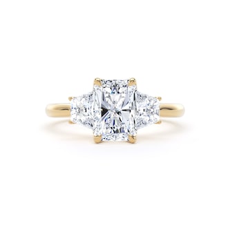 Goldsmiths 18ct Yellow Gold 2.16cttw Radiant and Trapezoid Cut Lab Grown Diamond 3 Stone Engagement Ring