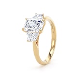Goldsmiths 18ct Yellow Gold 2.16cttw Radiant and Trapezoid Cut Lab Grown Diamond 3 Stone Engagement Ring