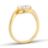 Goldsmiths 9ct Yellow Gold 1.00cttw Oval Cut Lab Grown Diamond Solitaire Fluid Ring