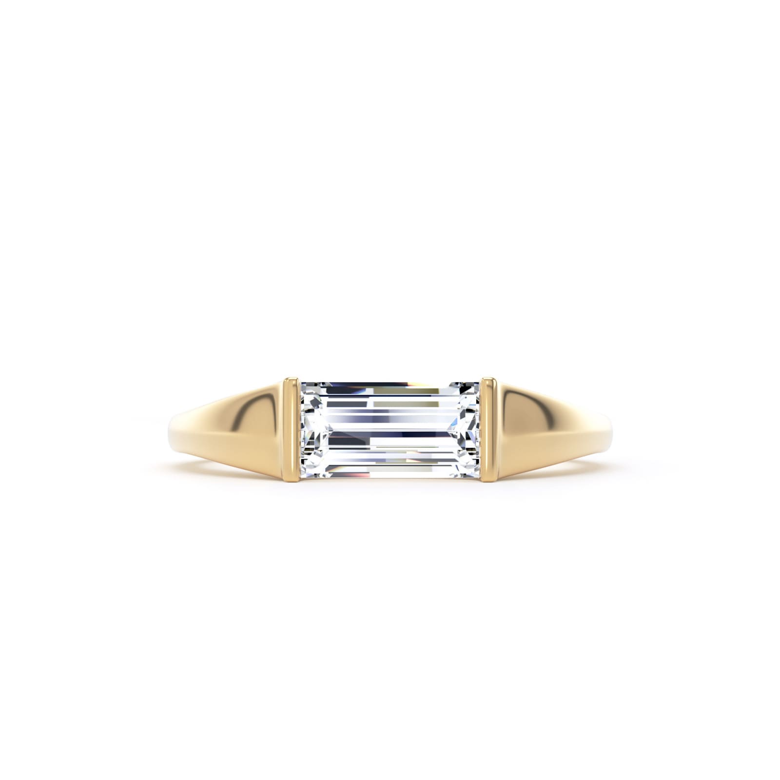 Goldsmiths 9ct Yellow Gold 1.00cttw Baguette Cut Lab Grown Diamond Tapered Ring Goldsmiths 9ct Yellow Gold 1.00cttw Baguette Cut Lab Grown Diamond Tapered Ring
