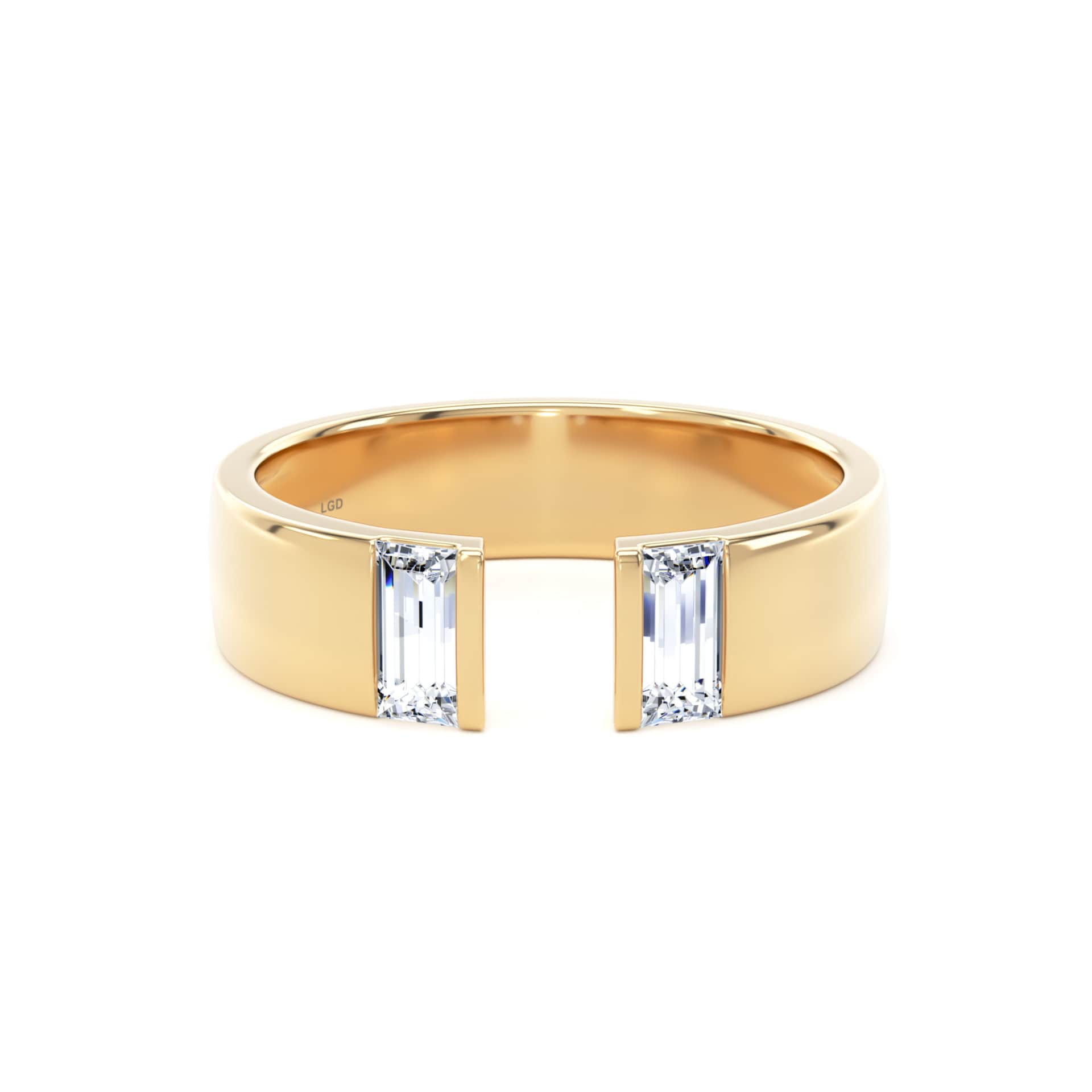 Goldsmiths 9ct Yellow Gold 0.50cttw Double Baguette Cut Lab Grown Diamond Open Band Ring Goldsmiths 9ct Yellow Gold 0.50cttw Double Baguette Cut Lab Grown Diamond Open Band Ring