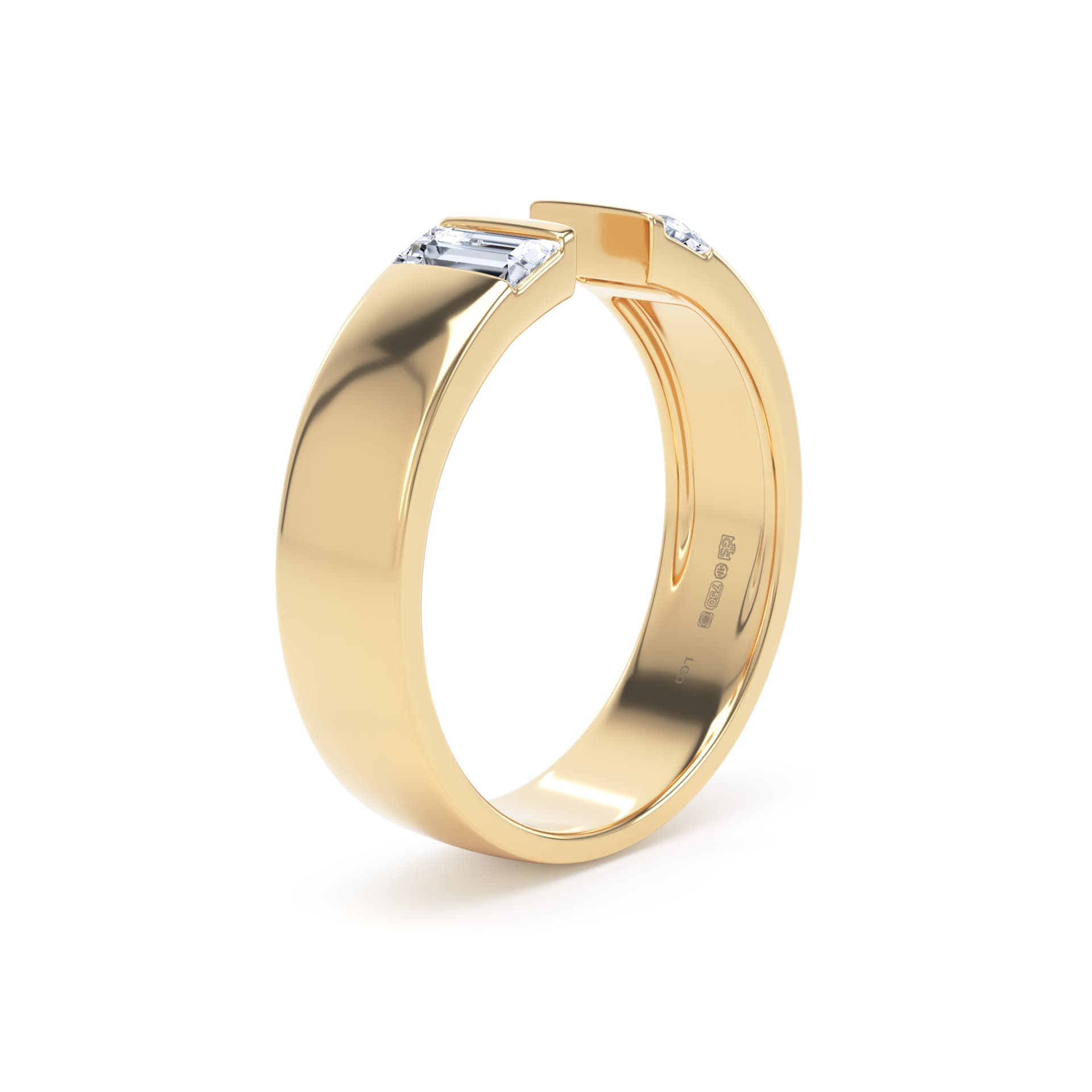 Goldsmiths 9ct Yellow Gold 0.50cttw Double Baguette Cut Lab Grown Diamond Open Band Ring Goldsmiths 9ct Yellow Gold 0.50cttw Double Baguette Cut Lab Grown Diamond Open Band Ring