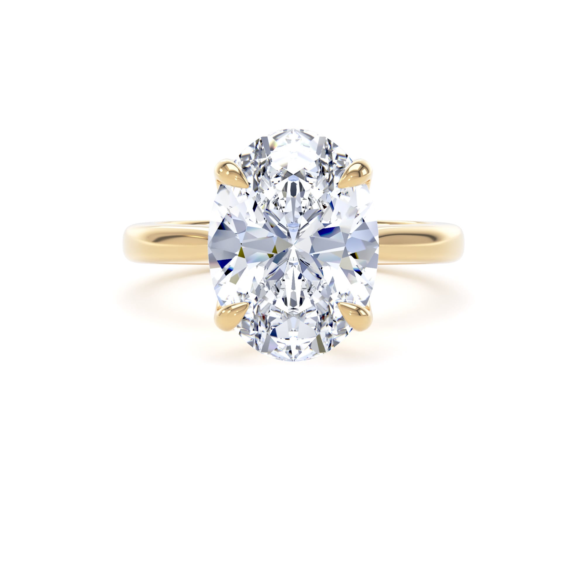 Goldsmiths 18ct Yellow Gold 4.00cttw Oval Cut Lab Grown Diamond Solitaire Engagement Ring